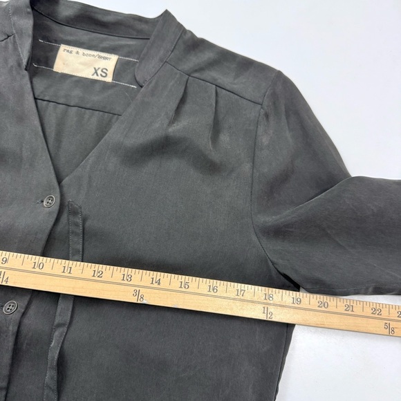 Rag & Bone Shirt Mini Dress XS Grunge Grey Long Sleeve Button Front 100% Tencel - Picture 12 of 15